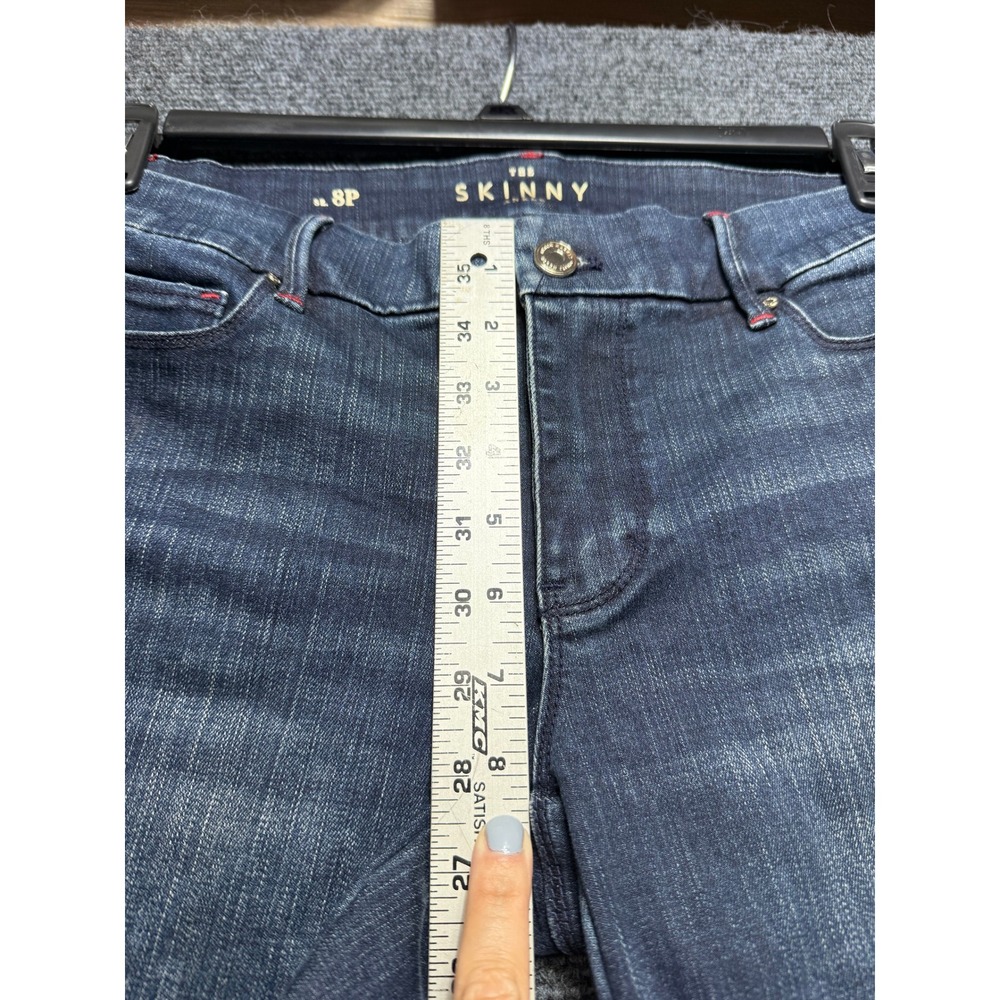 White House Black Market The Skinny Ankle Jeans Women 8P Blue Button Hem - Picture 10 of 12